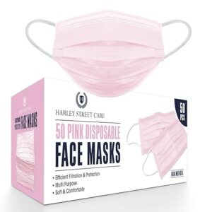 Harley Street Care Pink Disposable Face Masks.